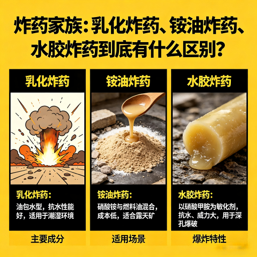 江宁炸药家族：乳化炸药、铵油炸药、水胶炸药到底有什么区别？